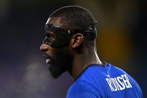 Antonio Rüdiger wearing his 3D printed face mask